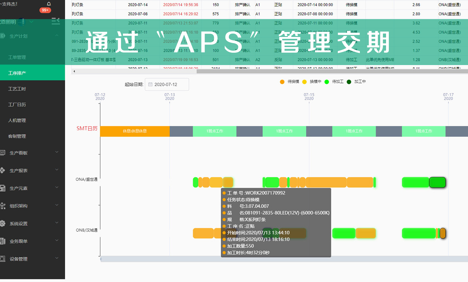 通過〝APS〞管理交期